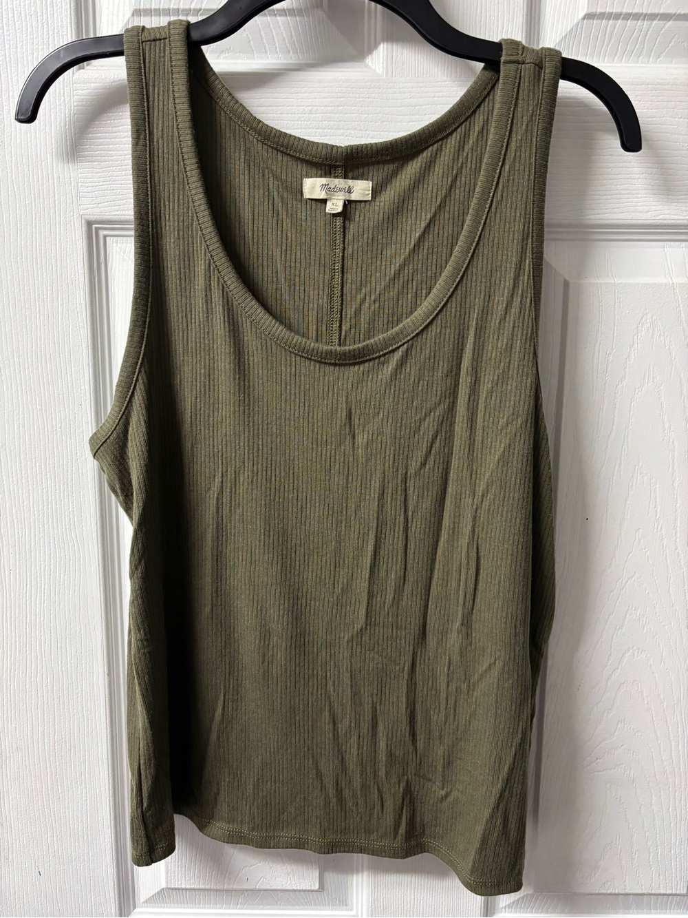 Madewell Olive Green Ribbed Scoop Neck Tank
